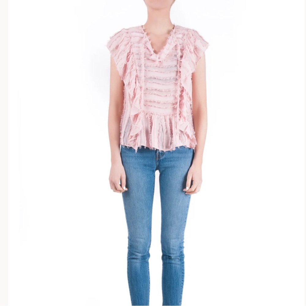 Waverly Grey Pink Ruffle Top - Picture 2 of 11